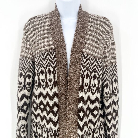 NEW American Eagle Alpaca Knit Cardigan Sweater Longline Fair Isle Open Front XS - Picture 4 of 7